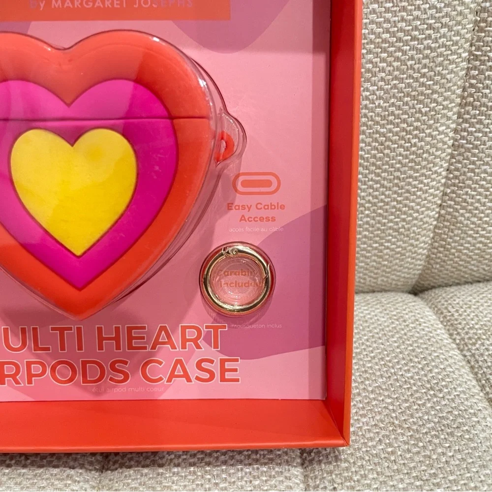 NEW Macbeth Collection Margaret Josephs Multi Heart AirPods‎ Case Red Pink